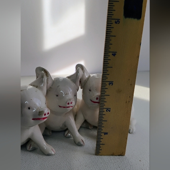 Vintage 3 Piggies Porcelain Figurine Handcrafted In Italy Signed 6 3/4" long L-3 - Picture 11 of 11